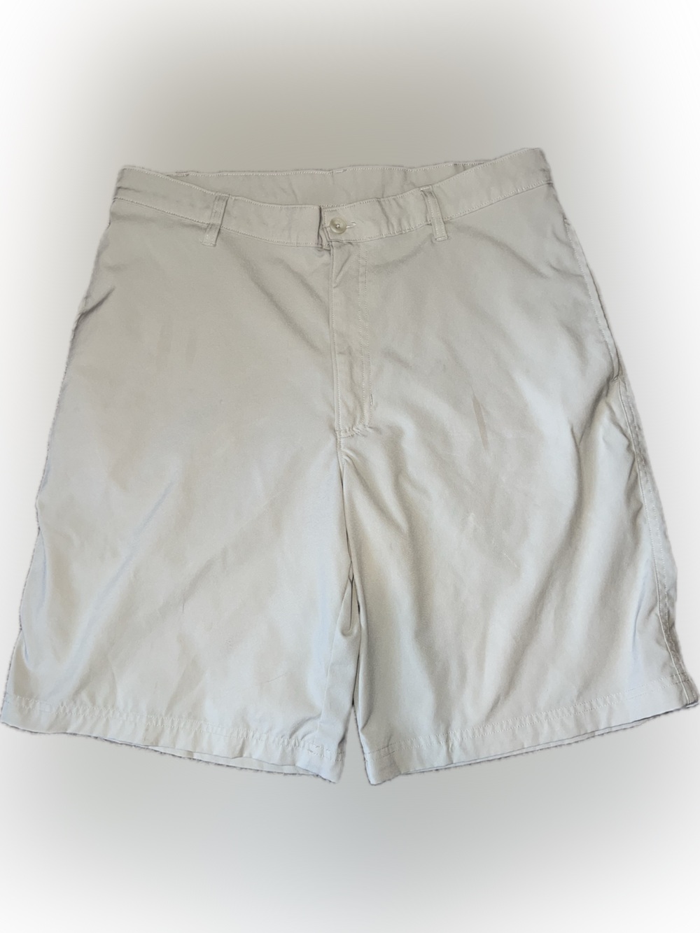 🔴Champion Men's Biege Flat Front Shorts Polyester Chino Cargo Casual Preppy 34